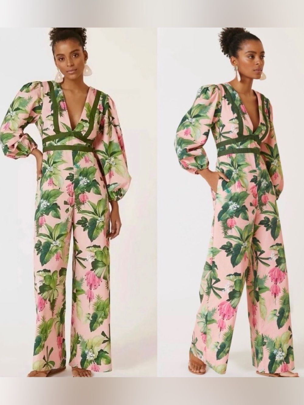 Farm Rio x Anthropologie Deep V- neck Jumpsuit